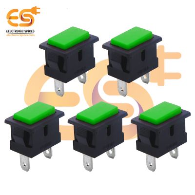 SPST Momentary Green Color Horn Type Push Button Switch Pack of 5